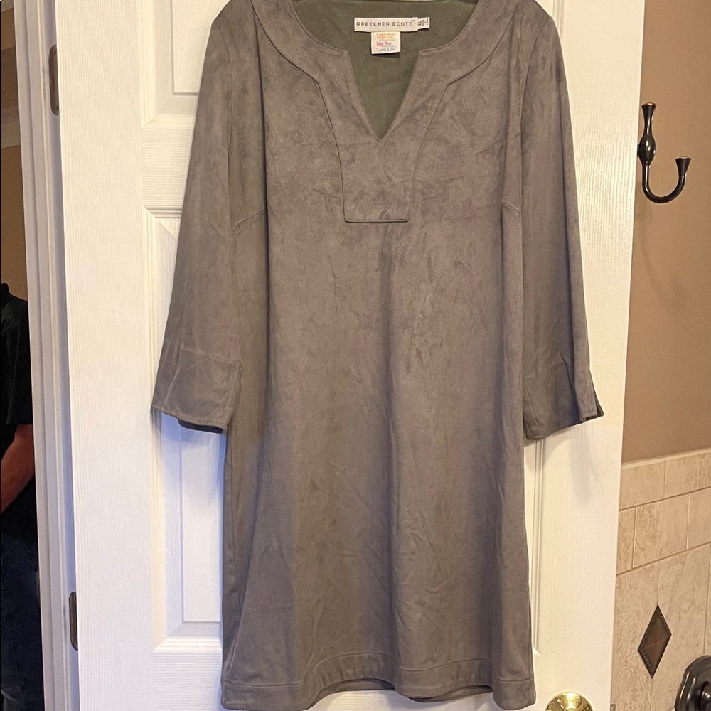 Gretchen Scott faux suede Charcoal Tunic dress